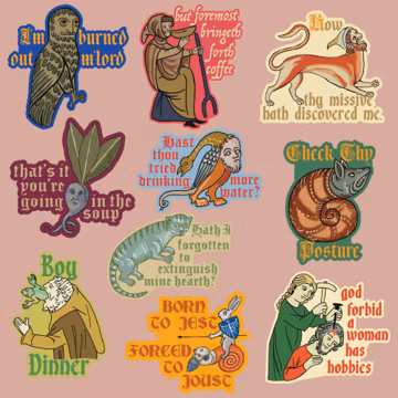Pack of 10 Funny Ye Ole Medieval Knight Stickers - Unique Gifts