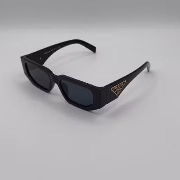 Prada SPR 17W Black Rectangle Sunglasses Gray Lenses 55-18-142 w/ Box Case