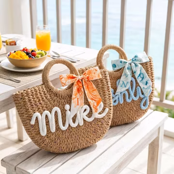 Personalized Straw Beach Tote Bag,Custom Name Tote,Bridesmaid Gift,Girls Trip Beach Bag,Vacation Tote,Summer Resort Tote,Flower Girl Basket