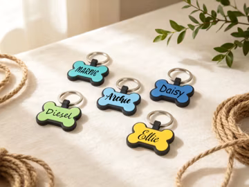 Personalized Soundless Silicone Pet Tags, Engraved Name, Phone Number, Dog Name Tag