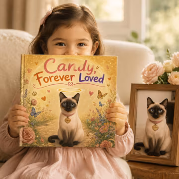 Cat Personalized Pet Memorial Book Custom Photo Name Forever Loved Loss Memory Keepsake Gift