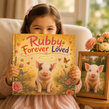 Personalized Pet Memorial Book Custom Photo Name Forever Loved Keepsake Pet Loss Pig Gift