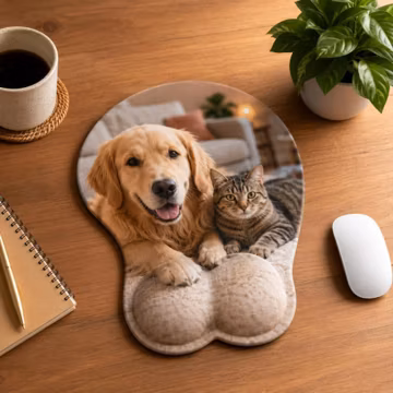 Custom Photo Mouse Pad With Wrist Support, Personalized Ergonomic Mousepad, Silicone Wrist Rest Mouse Pad, Custom Office Gifts