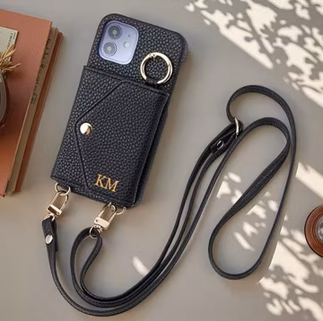 Crossbody iPhone Case with Card Slot, Personalized Leather iPhone Wallet Case, Leather for iPhone 17 16 14 13 12 11 Pro Max
