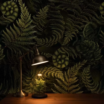 Peel and Stick Removable Wallpaper | Dark Fern Botanical Wallpaper | Moody Forest Wall Decor