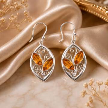 Citrine Gemstone Dangle Earrings In Sterling Silver, Yellow Bezel Drop Earring 1.2", November Birthstone, Handmade Jewelry Gift for Women
