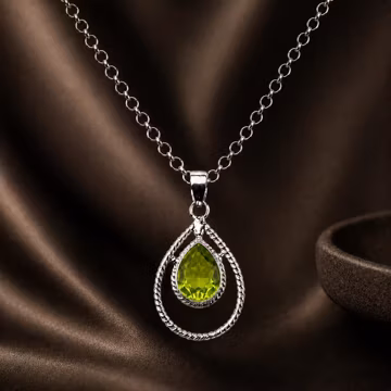 Peridot Gemstone Pendant Necklace, 925 Sterling Silver Teardrop Necklace, August Birthstone, Minimalist Jewelry, Handmade Gift for Women