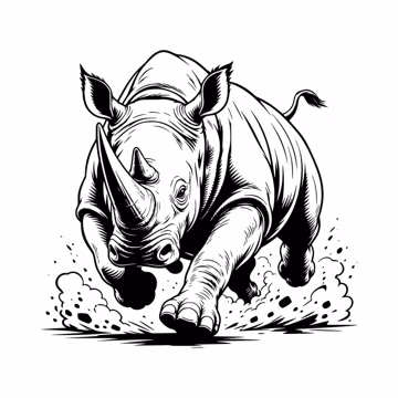 Rhino Charging SVG PNG, Wild Safari Rhino Clipart, Jungle Animal Cut File, Nursery Safari Decor, Wildlife Wall Art, Digital Download
