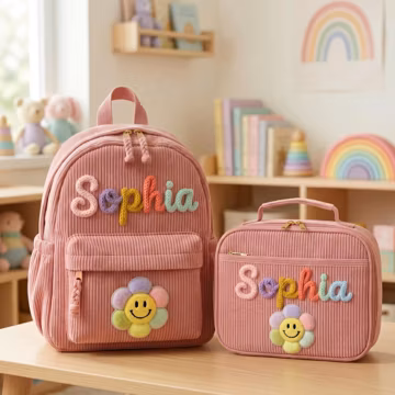 Custom Backpack & Lunch Bag Set for Kids, Personalized School Backpack, Embroidered Toddler Backpack Gift, Toddler Lunch Bag Set
