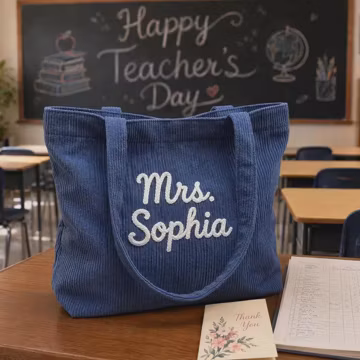 Personalized Chenille Name Seersucker Makeup Bag, Portable Travel Toiletry Pouch, Bridesmaid Gift for Her
