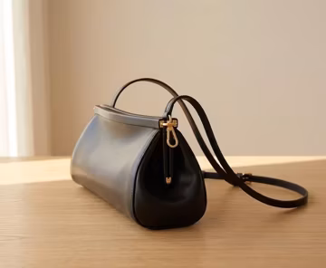 Black Leather Structured Handbag for Women, Effortless Chic City Commuter Bag, Minimalist Frame Shoulder Bag, Christmas Gift for Her