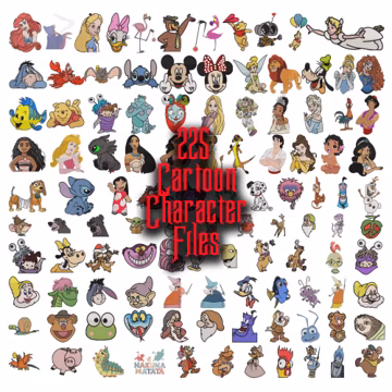 Mega Disney Embroidery Bundle, Mickey, Minnie, Winnie the Pooh, Frozen, Ariel.. Embroidery, 9 file Emb