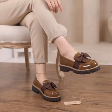 Bow Slip On Loafers, Platform Round Toe Shoes, Comfortable Flats, Everyday Casual Footwear