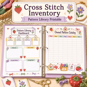 Cross Stitch Pattern Library Inventory Planner (Digital Download)