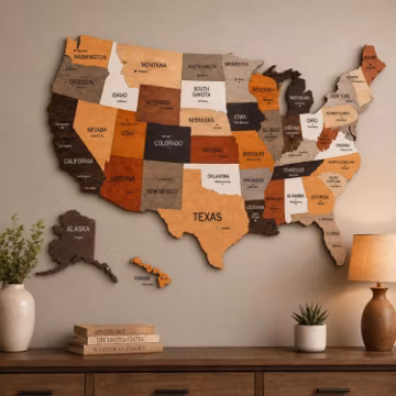 USA Push Pin Travel Map | Personalized Wooden USA Map | 3D United States Wall Decor | Travel Tracker Gift for Couples