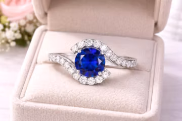 1.90 Ct Round Cut Natural Sapphire Diamond Wedding & Proposal Ring 14K White Gold 8
