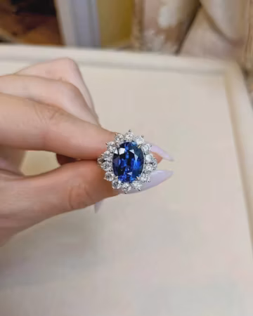 5.33 Ct Oval Cut Natural Sapphire Diamond Wedding & Proposal Ring 14K White Gold 8
