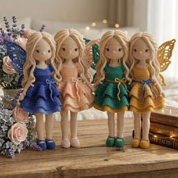 Crochet Fairy Doll Pattern PDF, Amigurumi Tutorial, 5 Languages (Instant Download)