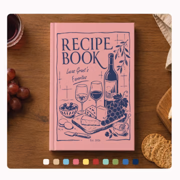 Personalized Cookbook, Custom Recipe Book, Wine Cheese Cover, Family Recipes Journal, Softcover/Hardcover, wedding gift