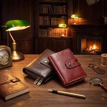 Men's Genuine Leather Zipper Wallet | Retro Bifold Coin Purse | Card Holder Wallet Vintage Leather Wallet for Men Women | Father's Day Gift