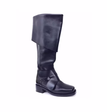 Custom Handmade Leather Pirate Boots | Knee High Cuffed Buckle Boots for Men