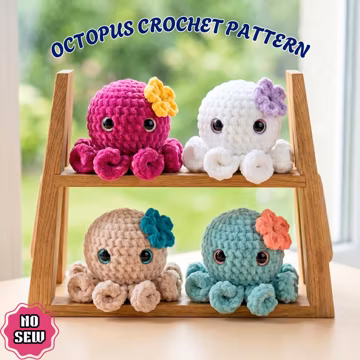 No Sew Octopus Crochet Pattern, Cute Octopus Plushie, Amigurumi Plush Octopus Pattern, Easy Beginner Friendly, PDF Digital Download DIY