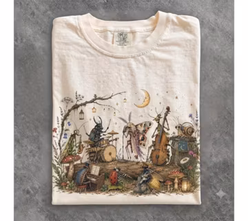 Comfort Colors Woodland Orchestra Shirt, Vintage Insect Musician Tee, Cottagecore Forest Graphic Shirt, Nature Lover Gift