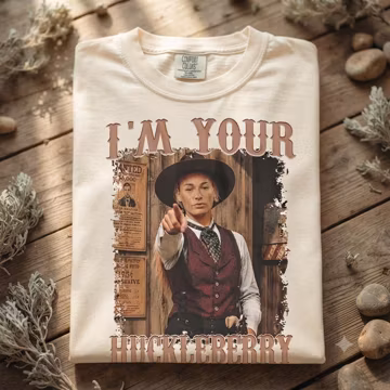 Comfort Colors Vintage Western Basketball Shirt, I'm Your Huckleberry Graphic Tee, Retro Cowgirl Sports Fan T-Shirt