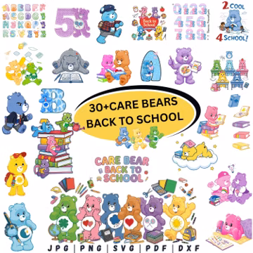30+ Care Bears Back to School SVG Bundle | Digital Download for Cricut & Silhouette | Care Bears Clipart Bundle | Care Bear Mega PNG Bundle