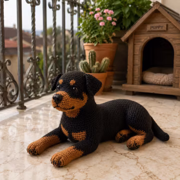 Crochet Rottweiler Amigurumi Pattern PDF | Realistic Dog Plush Tutorial (Digital Download)