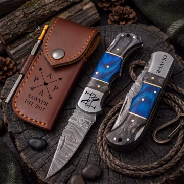 Personalized Engraved Knife for Dad with Child's Name & Birth Year, Custom Folding Pocket Knife, Father's Day Gift, Dad Gift from Son