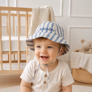 Custom Toddler Sun Hat, Personalized Baby Bucket Hat with Name, Korean Style Spring Summer Hat, Birthday Gift, 6M-3Y