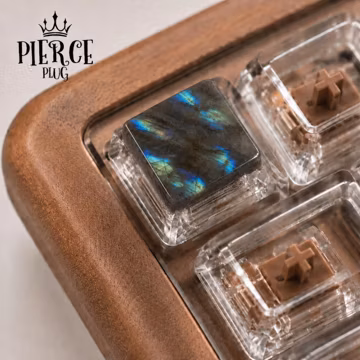 Custom Keycaps Natural Labradorite Artisan Keycap, Handmade Gemstone Mechanical Keyboard Keycap, Blue Flash Stone Keycap, Gamer Gift
