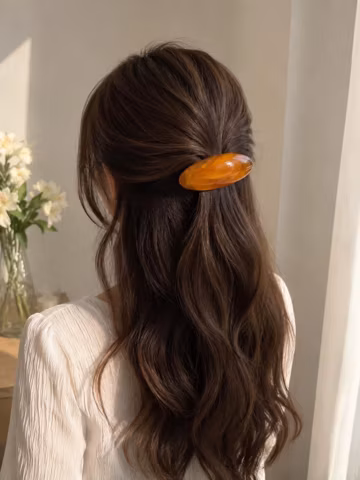 French Oval Hair Barrette Clip Vintage Tortoise Shell Hair Accessory Large Non Slip Hair Clip Minimalist Hair Barrette Gift for Women