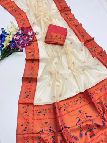 Paithani Silk Saree, Woven Border Saree, Traditional Indian Saree, Festive Wedding Saree, Ethnic Party Wear, Gift for Women