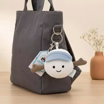 Golf Ball Plush Charm – Mini Golf Ball Keychain, Cute Sports Bag Charm, Soft Stuffed Mascot, Golfer Gift, Golf Lover Accessory
