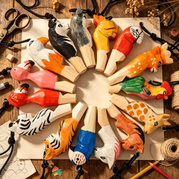Hand Carved Wooden Animal Whistle, Kids Back to School & Birthday Gift, Cute Nature Toy