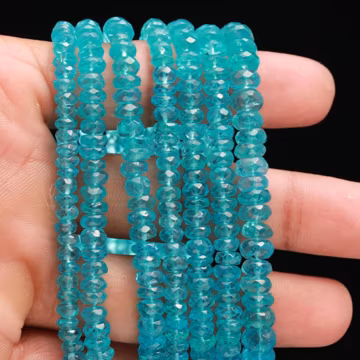 AAA Natural Sky Apatite Faceted Rondelle Beads 6mm | 13 Inch Blue Gemstone Strand | Jewelry Making Supplies