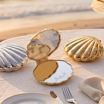 Custom Seashell Compact Mirror, Portable Compact Mirror, Coastal Aesthetic Small Mirror, Beach Wedding Accessory, Beach Bridesmaid Gift