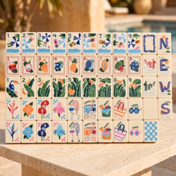 Tropical Breeze American Mahjong Set 160 Tiles, Summer Acrylic Game