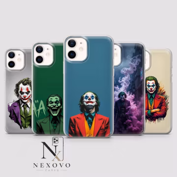 Joker Phone Case Poker Face Villain Movie Cover for iPhone 17Pro, 16, 15, 14, 13,12, Samsung S26, S25, S24, S23Fe, A16, A56, Pixel 10, 9 Pro
