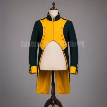 Handmade Men's Green Hussar Military Jacket | Napoleonic Officer Wool Coat | Historical Reenactment Uniform | Custom Tailcoat