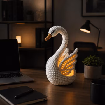 Crochet Swan Lamp Pattern PDF, Amigurumi Swan Night Light Tutorial, Elegant Bird Crochet Decor, DIY Nursery Lamp Crochet Pattern
