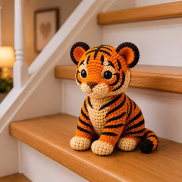 Baby Tiger Crochet Pattern PDF, Amigurumi Tiger Plush Tutorial, Cute Jungle Animal Toy, Kawaii Cub Crochet Pattern, Digital Download