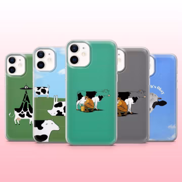 Cute Cow Phone Case Cow Selfie Funny Farm Cows Cover for iPhone 17 Pro 16e 15 Samsung S26 S25 S24Ultra S23FE S22 A17 A16 Pixel 10 Pro XL 9A