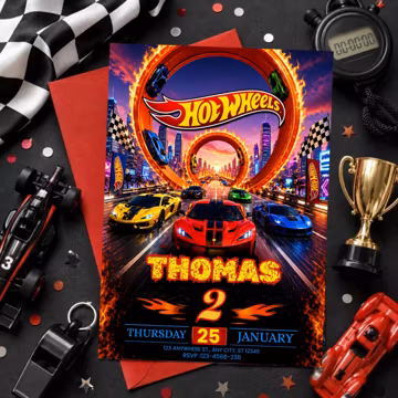 Hot Wheels Birthday Invitation, Editable Race Car Party Invite (Digital Download)
