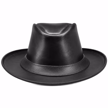 Black Leather Fedora Hat, Wide Brim Fedora, Men's Fedora Hat, Women's Fedora, Classic Black Hat, Handmade Leather Hat, Unisex Hat