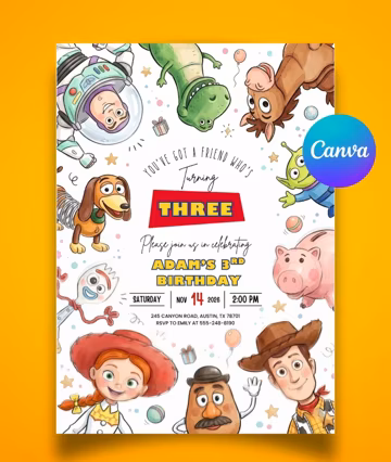 Editable Any Age Toy Story Birthday invitation, Toy Story Party Invite, Kids Birthday Invites, Editable Canva Template (Digital Download)
