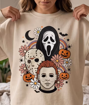 Vintage Horror Collage PNG, Retro Halloween Fan Art PNG, Classic Spooky Movie Sublimation Graphic, Digital Download