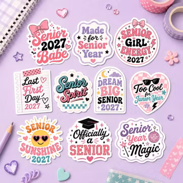 12PCS Senior 2027 Sticker Pack, Class Of 2027 Stickers, Graduation Class of 2027 Vinyl Decals Senior Gift for Laptop Tumbler